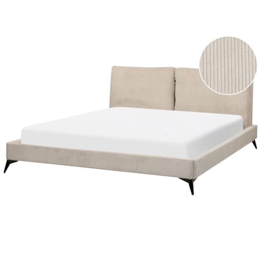 Łóżko sztruksowe 180 x 200 cm beżowoszare MELLE