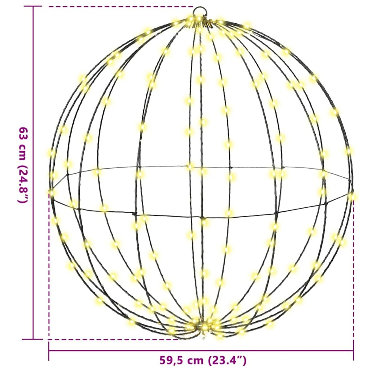 vidaXL Piłka z 384 diodami LED 2 pcs Ciepła biel 60 cm Metal