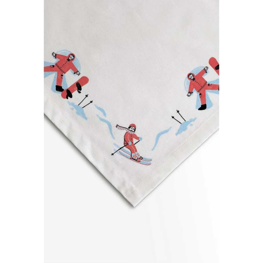 Obrus świąteczny - Narciarze 140x140 cm