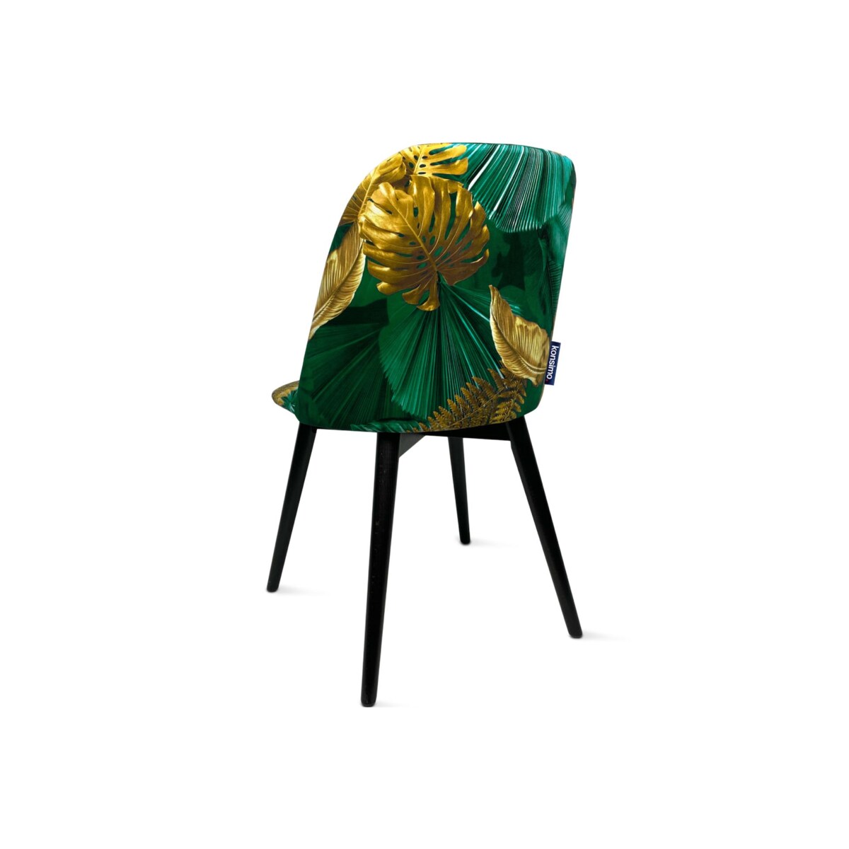 KONSIMO BAKERI Krzesła welurowe w kolorze zielonym ze złotymi kwiatami, 2 sztuki