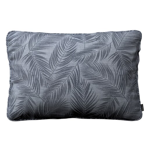 Poszewka Gabi na poduszkę prostokątna 60x40 grafitowe liście na szaro-srebrnym tle