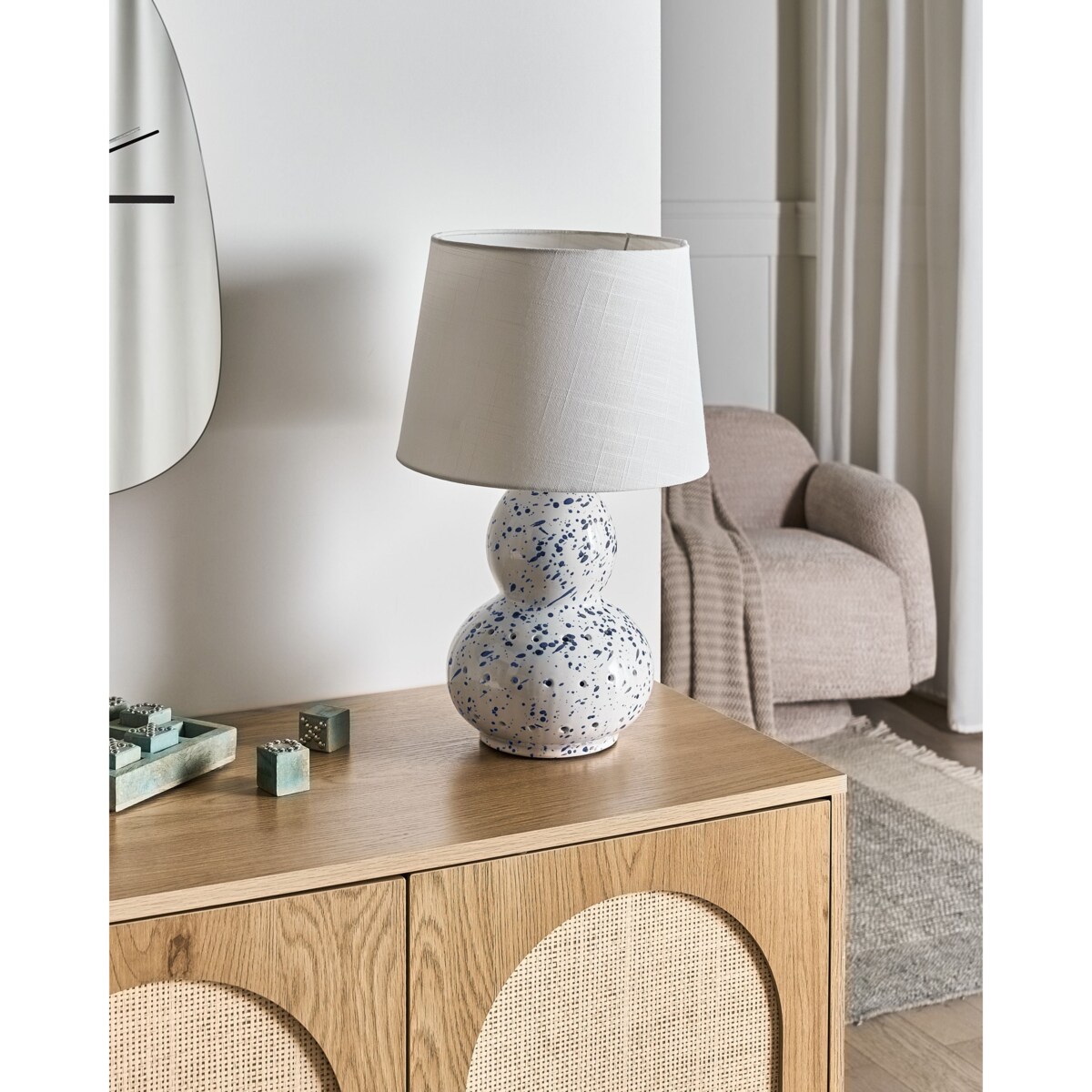 Lampa stołowa MACAL Ceramika Biały/ niebieski