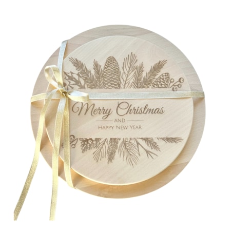 Zestaw bukowych podkładek desek kuchennych z motywem świątecznym