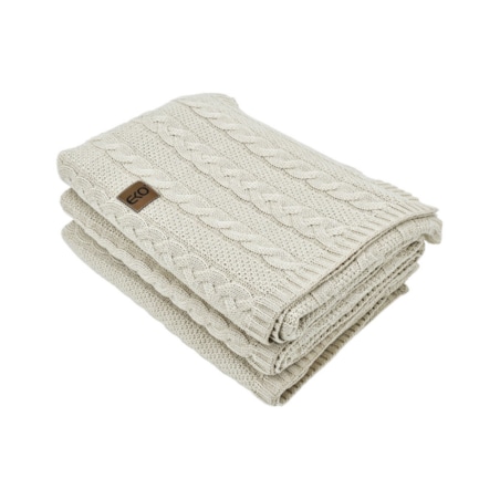Koc dzianinowy bawełniany 150x200 cm – VENEZIA LATTE