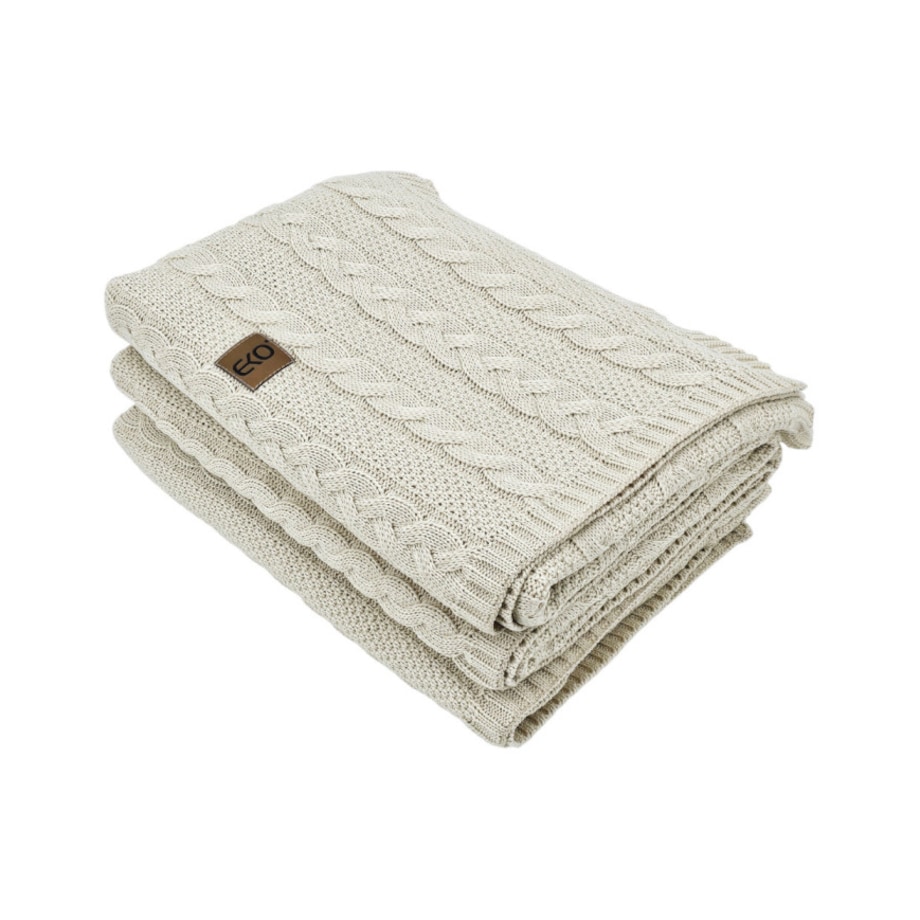 Koc dzianinowy bawełniany 150x200 cm – VENEZIA LATTE