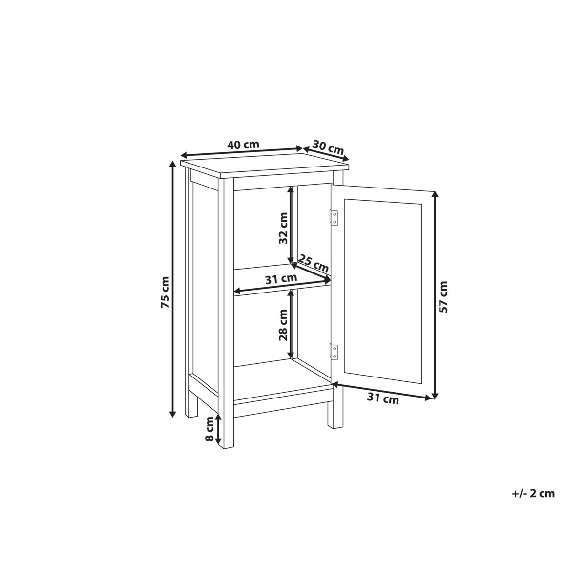 Szafka łazienkowa ALAMOS Drewno 40 cm 30 cm 75 cm Biały