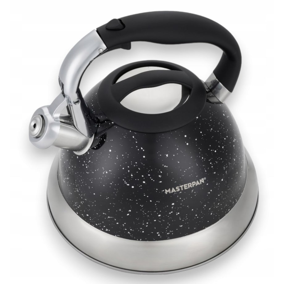 Duży Czarny Marmurkowy Czajnik Z Gwizdkiem Stalowy 3L Na Indukcję Gaz