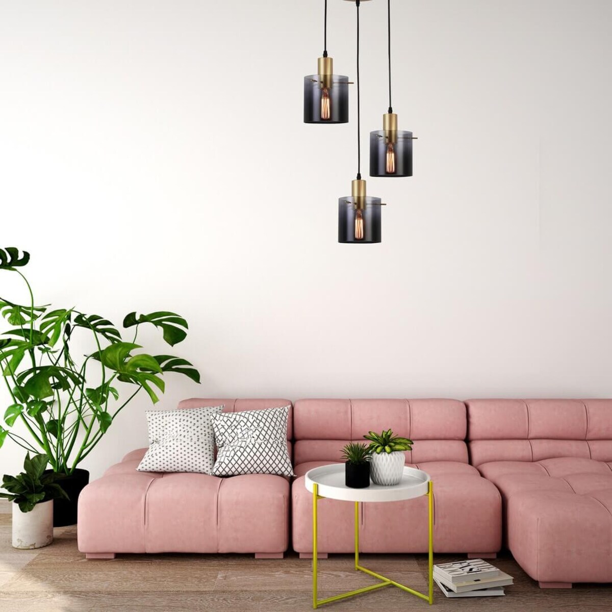 LAMPA wisząca DONATI 5223 Rabalux szklana OPRAWA zwis kaskada przydymiony złoty