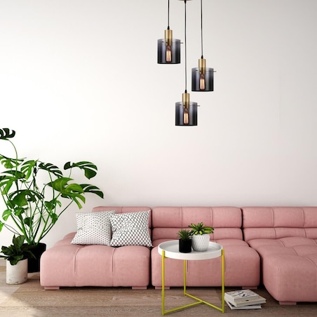 LAMPA wisząca DONATI 5223 Rabalux szklana OPRAWA zwis kaskada przydymiony złoty