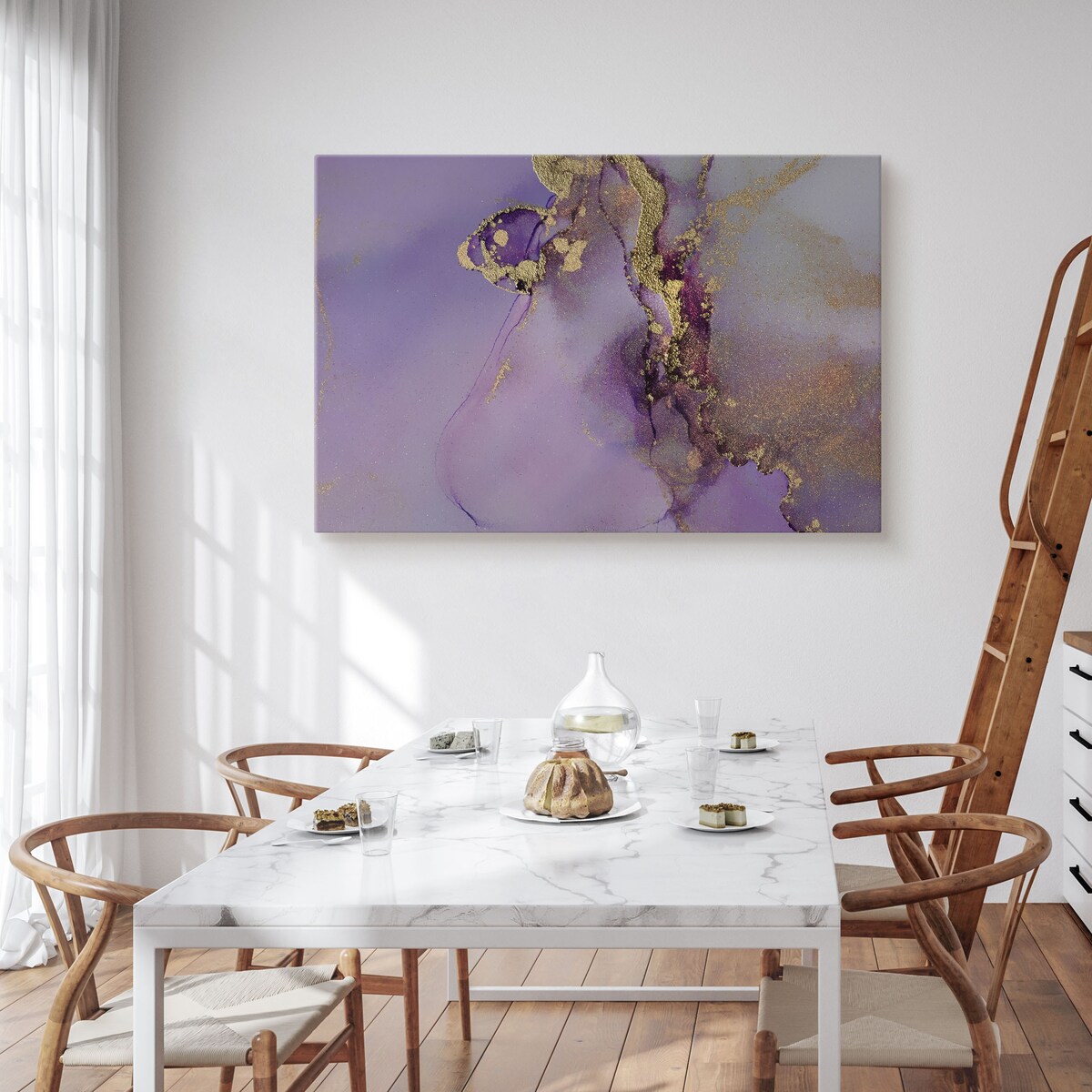 OBRAZ NA PŁÓTNIE FIOLETOWY MARMUR ABSTRAKCJA STYL GLAMOUR 120x80cm