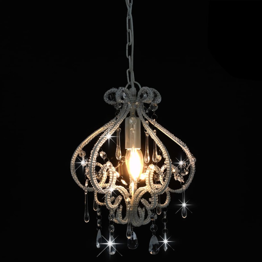 vidaXL Lampa sufitowa z koralikami, biała, okrągła, E14