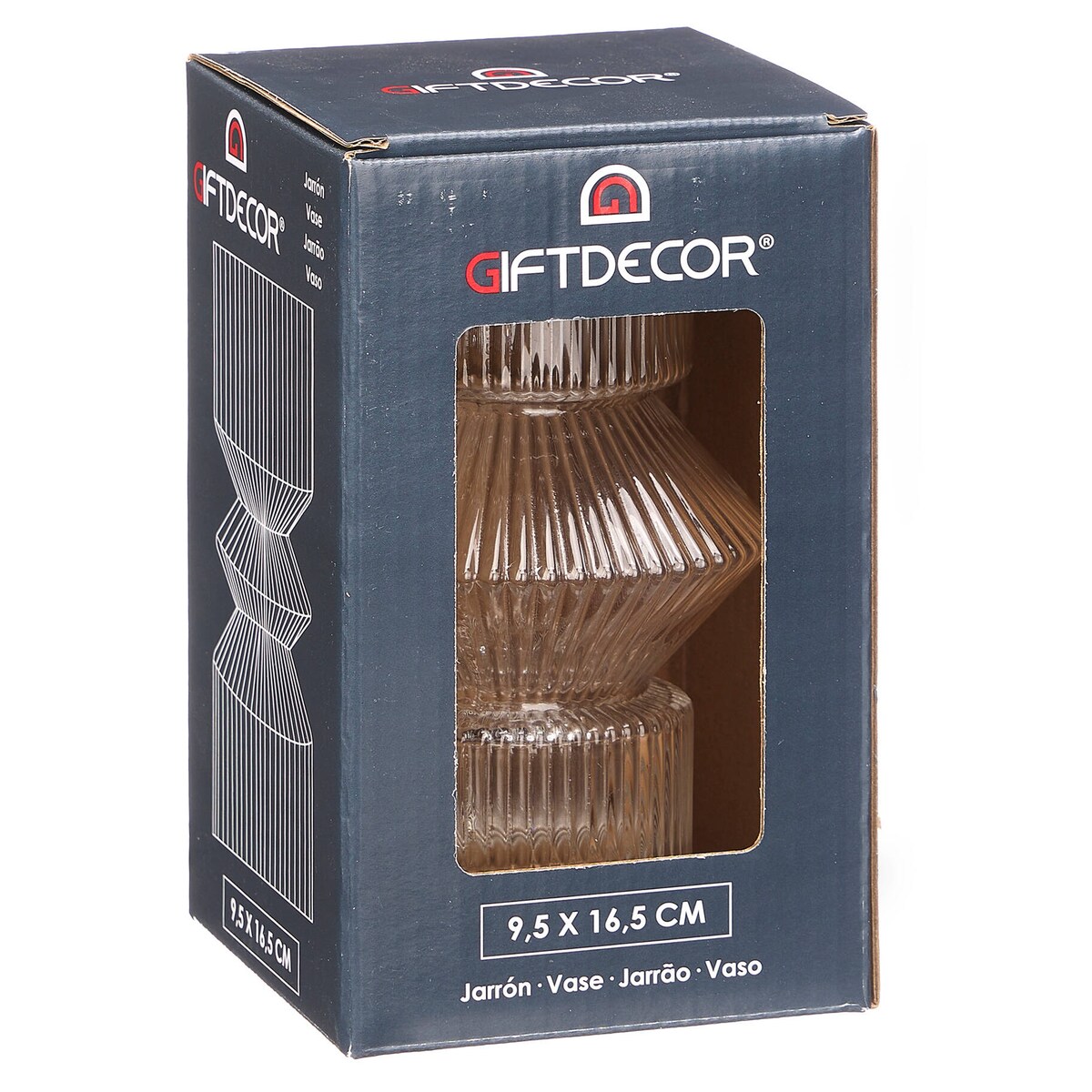 Szklany wazon ryflowane szkło, 9,5 x 16,5 cm