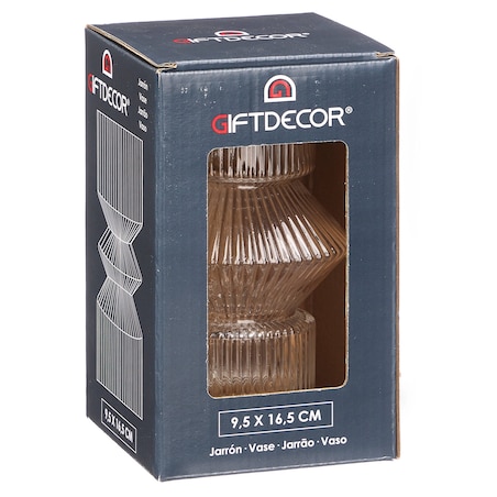 Szklany wazon ryflowane szkło, 9,5 x 16,5 cm