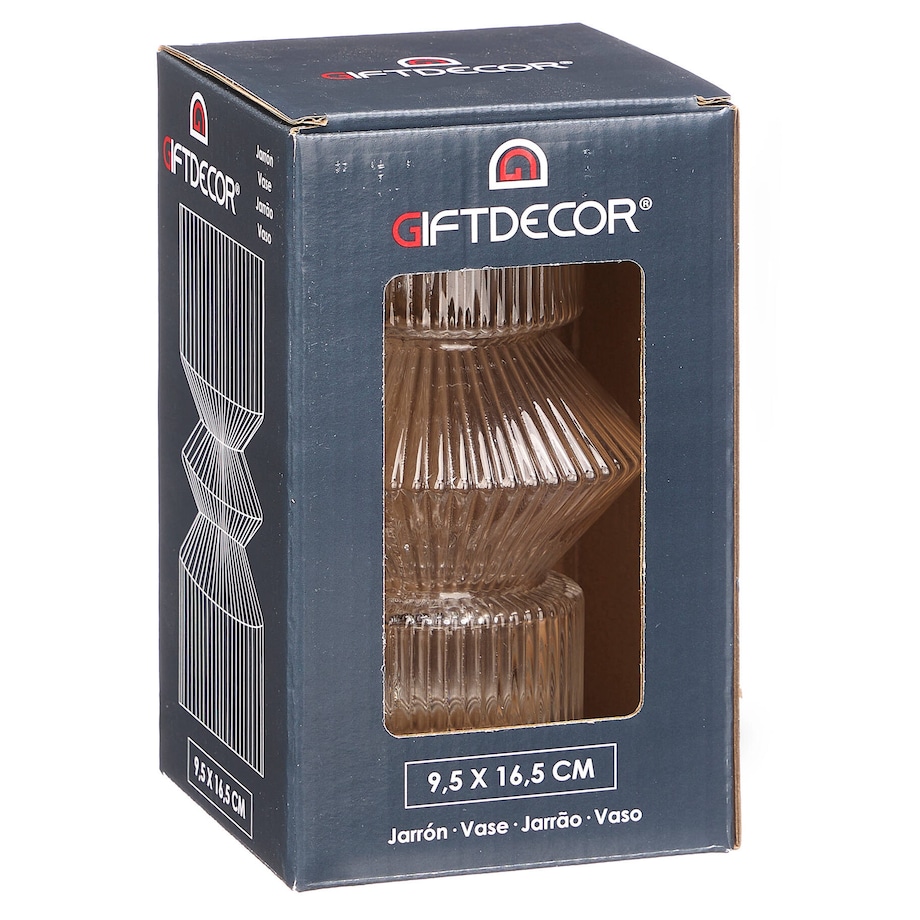 Szklany wazon ryflowane szkło, 9,5 x 16,5 cm