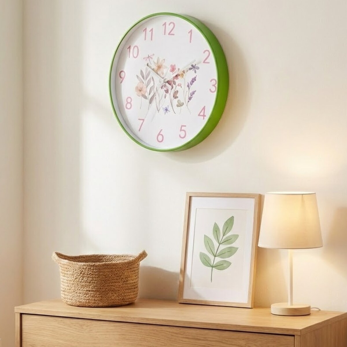 Zegar ścienny z motywem kwiatów, Ø 30 cm