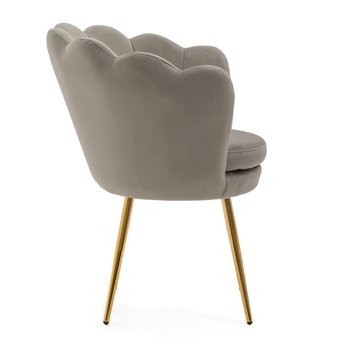 KRZESŁO TAPICEROWANE ZŁOTE NOGI GLAMOUR SHELL SZARE DO SALONU TOALETKI