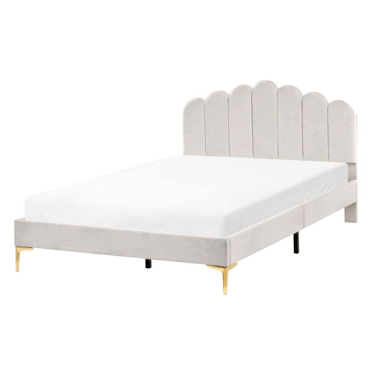 Łóżko Welur SAUVIAN 140 x 200 cm Złamana biel