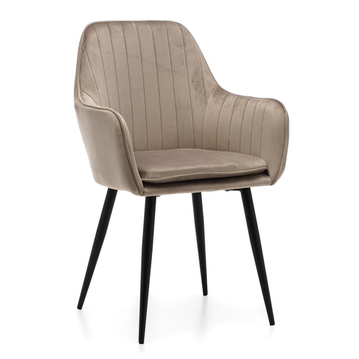 Krzesło tapicerowane EMILIA ciemnobeżowa welur salon jadalnia