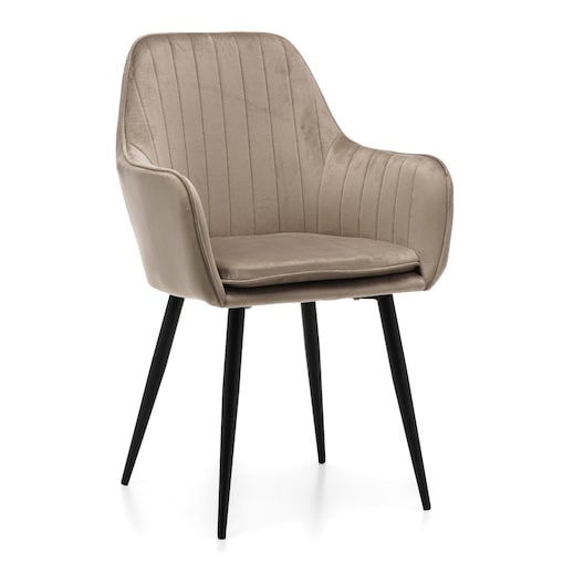 Krzesło tapicerowane EMILIA ciemnobeżowa welur salon jadalnia