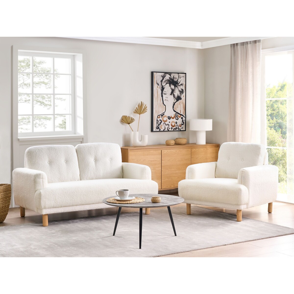 Sofa 2-osobowa boucle biała TUVE