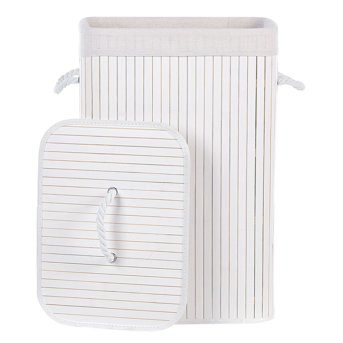 Kosz bambusowy z pokrywą biały KOMARI