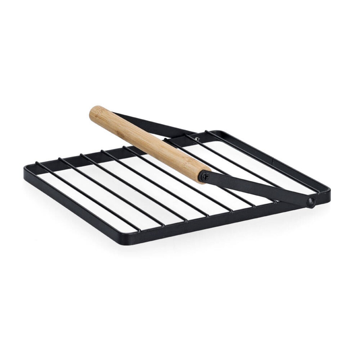 Serwetnik z metalu i bambusa, 18 x 19 cm