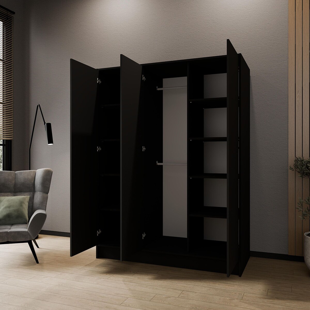 Szafa gładka 150 ALA bez lustra i bez uchwytów, czarna