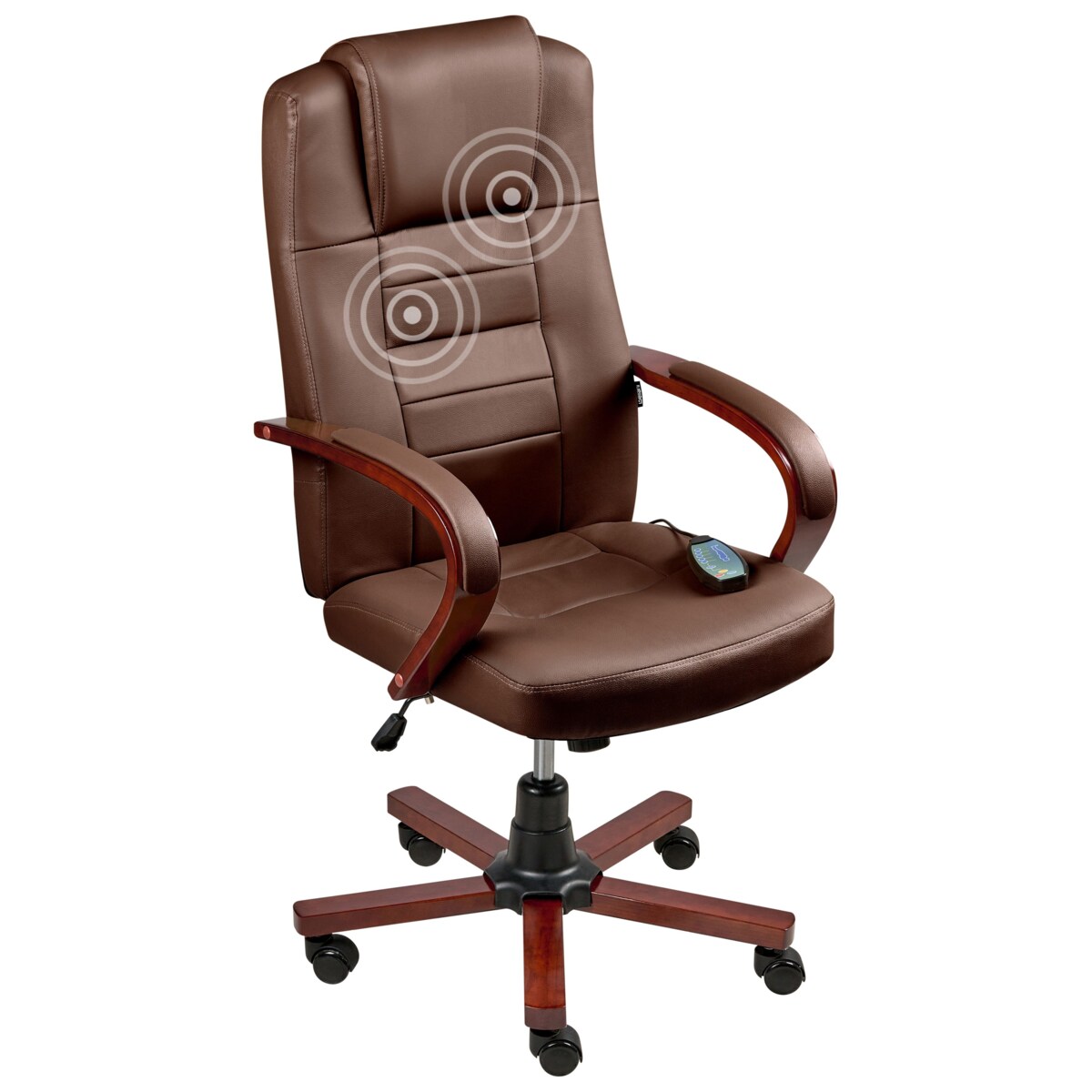 Fotel z masażem DIAMOND Z funkcją podgrzewania Skóra naturalna Ciemnobrązowy