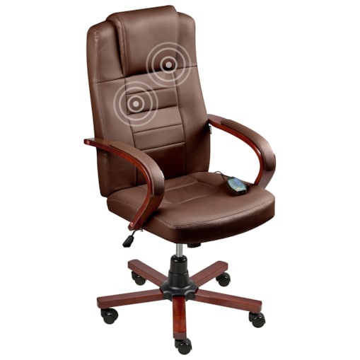 Fotel z masażem DIAMOND Z funkcją podgrzewania Skóra naturalna Ciemnobrązowy