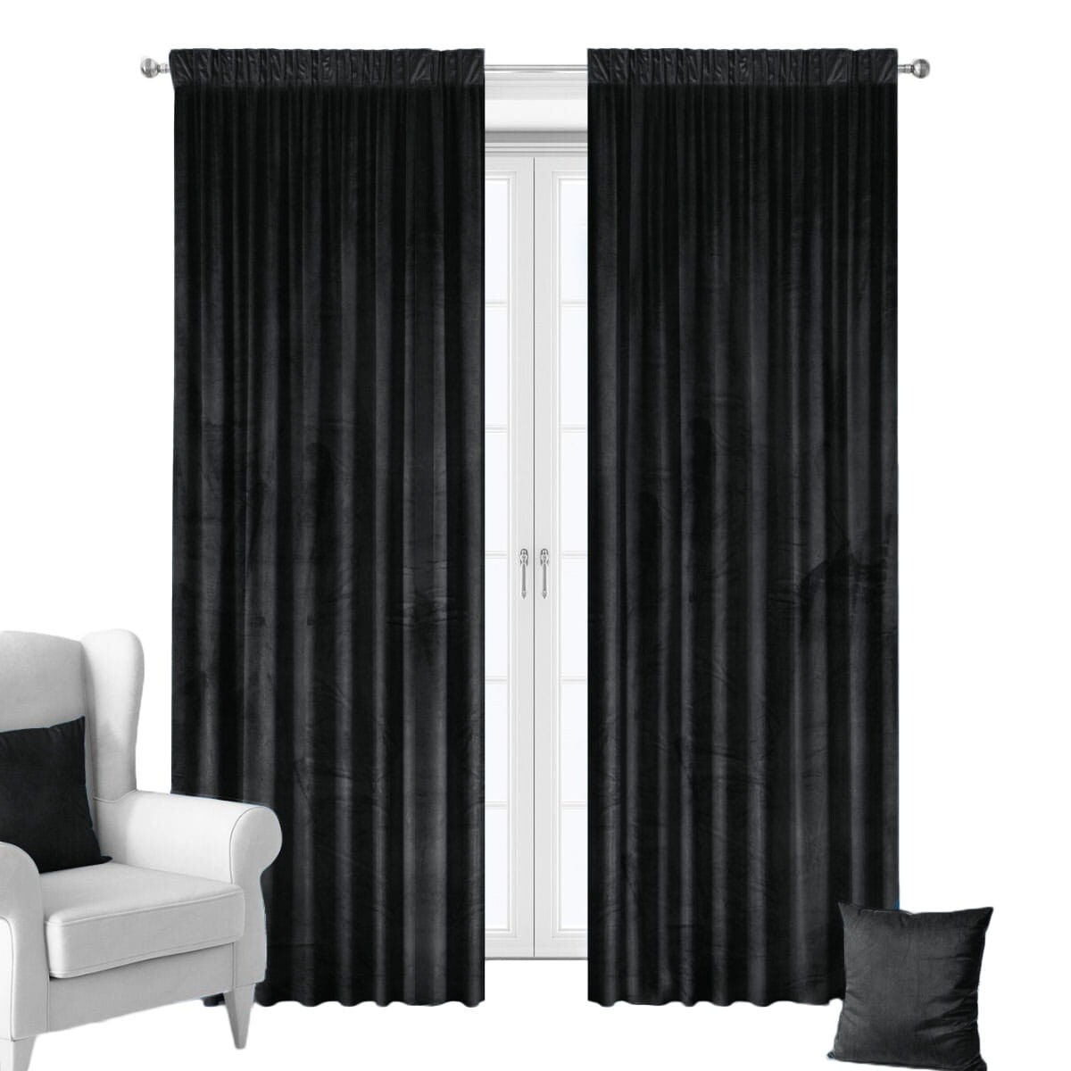 Zasłony welurowe czarne 140x250