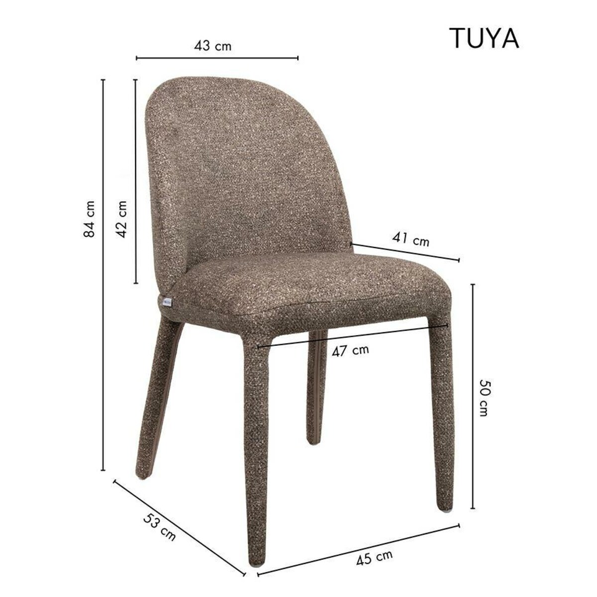 Zestaw 2 krzeseł TUYA brązowe taupe tapicerowane do jadalni