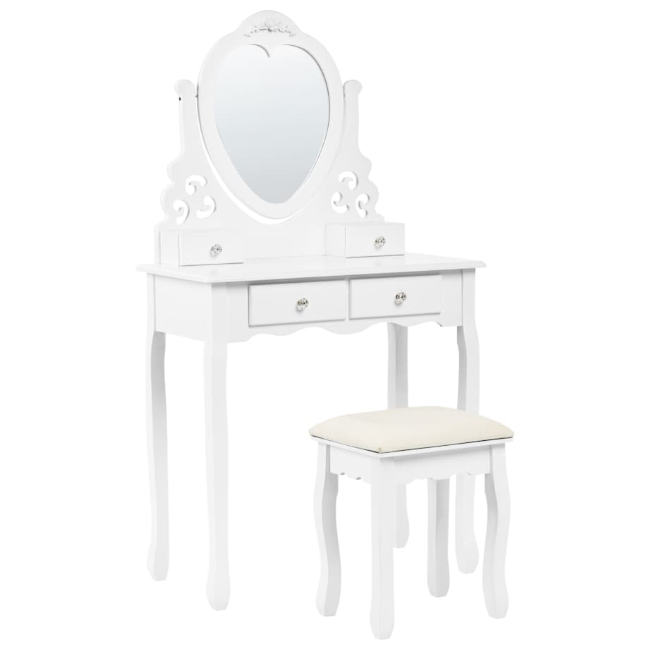 Toaletka z lustrem i stołkiem DIVA Biały