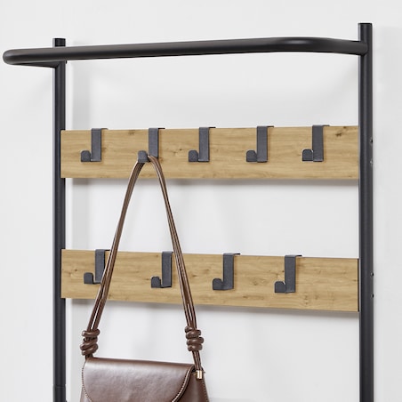 Wieszak Stojak Na Ubrania nowoczesny styl, dąb artisan, czarny