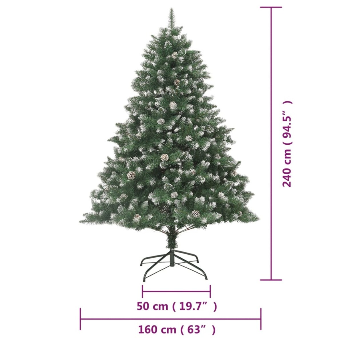 vidaXL Sztuczna choinka ze stojakiem, 240 cm, PVC