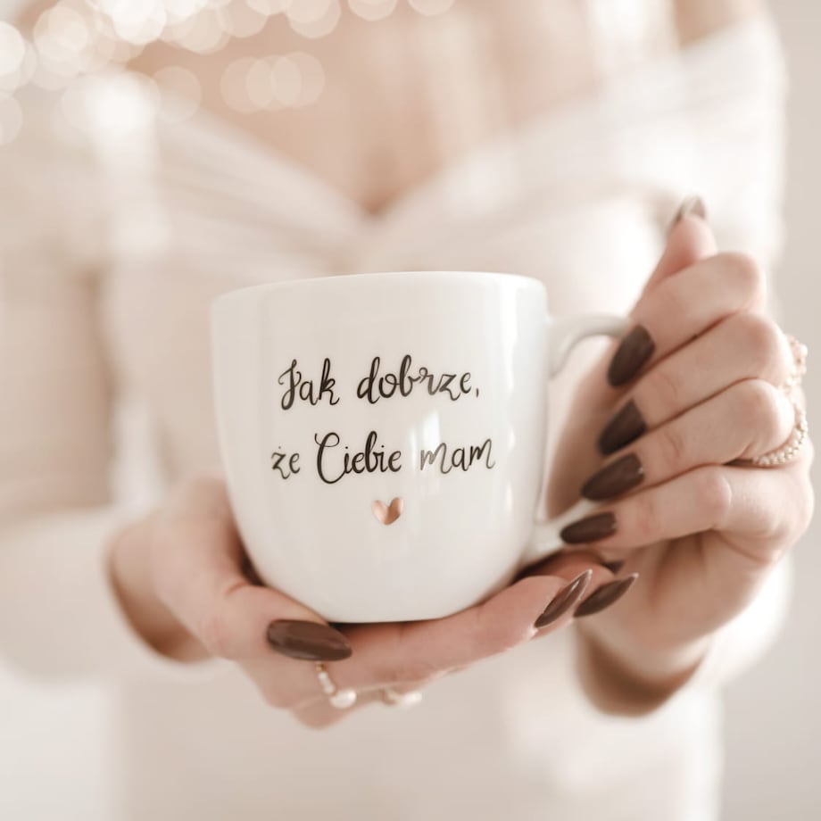 Kubek 300 ml - Jak dobrze, że Ciebie mam ZŁOTE SERCE