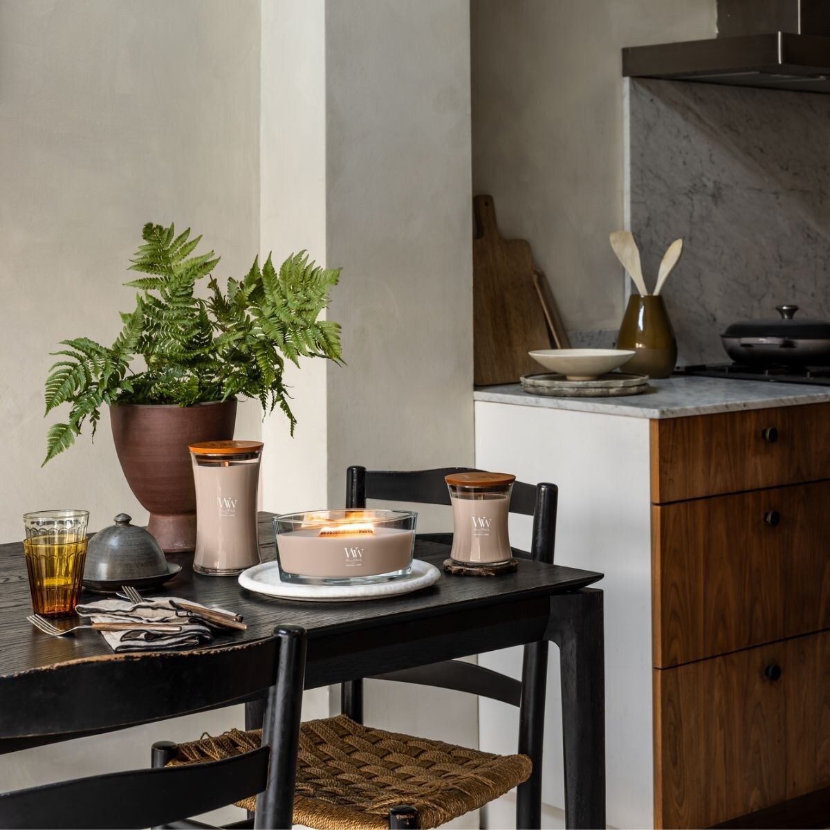 WoodWick świeca Elipsa PATCHOULI CREME