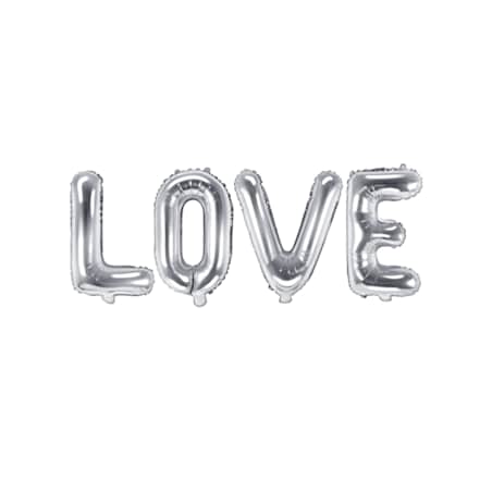 Balon foliowy Love, 140x35cm, srebrny