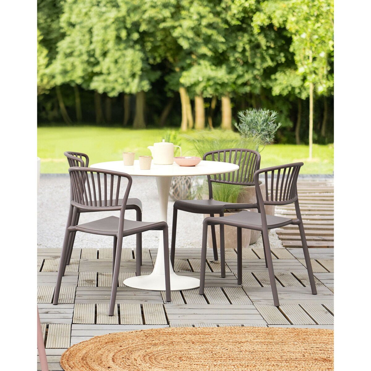 Zestaw 4 krzeseł do jadalni beżowoszary GELA