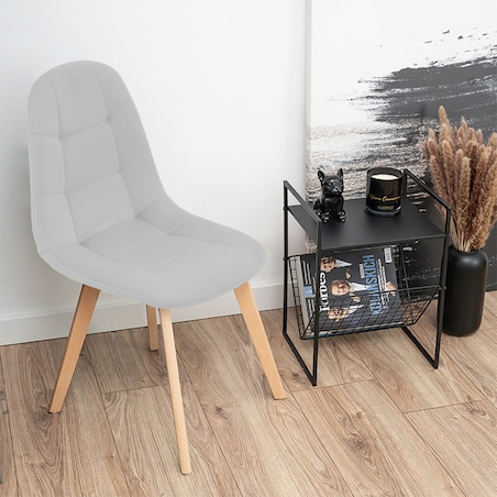 Krzesło skandynawskie tapicerowane welurowe nowoczesne szare