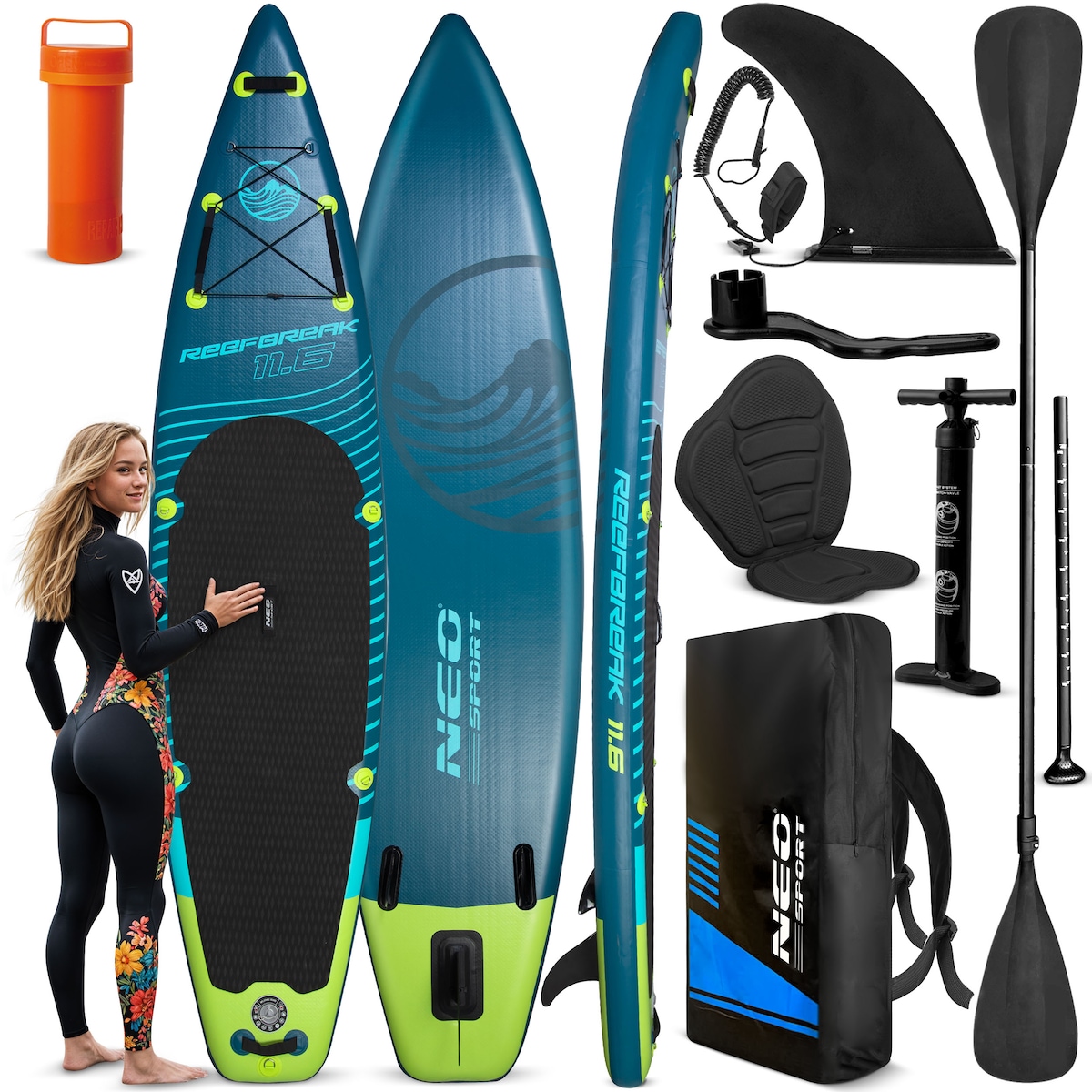 Deska SUP do pływania pompowana Paddle Reefbreak 350cm Neo-Sport ZESTAW