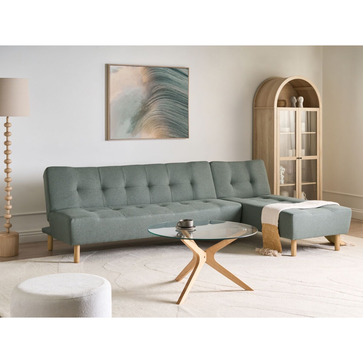 Narożnik rozkładany modułowy dla 4 osób ALSTEN Zielony Lewostronny