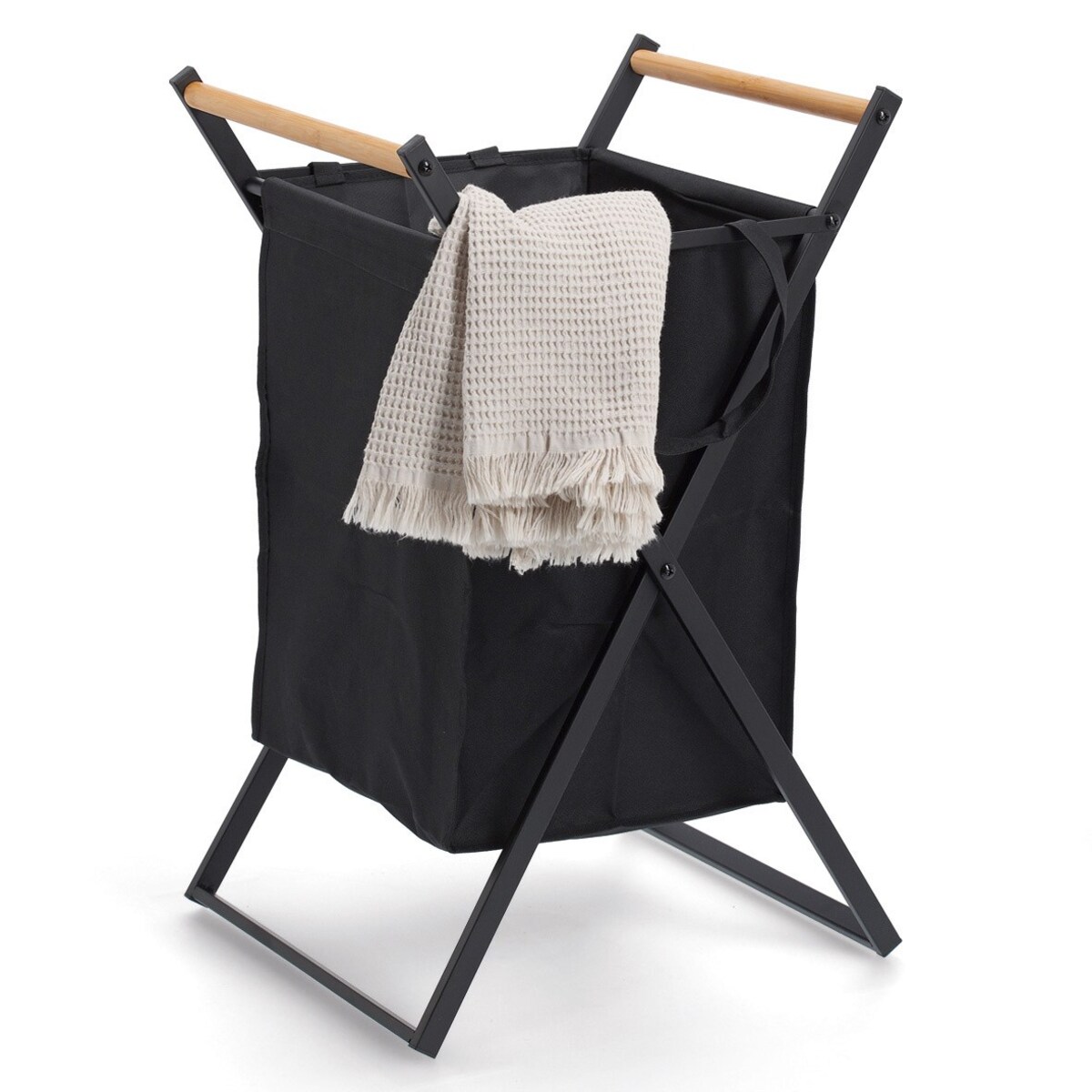 Kosz na pranie składany 67x40x36,5 cm PIEGARE czarny