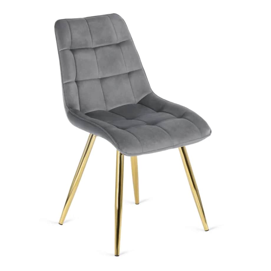 Krzesło Tapicerowane Welurowe Kuchenne Do Jadalni Kuchni Salonu Szary CARO