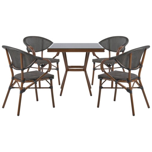 Zestaw ogrodowy stół i 4 krzesła szary z czarnym CASPRI