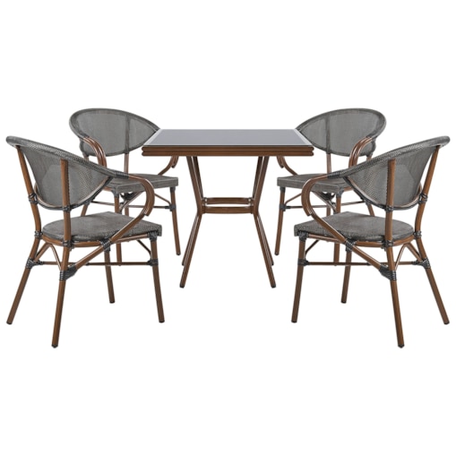 Zestaw ogrodowy stół i 4 krzesła szary z czarnym CASPRI