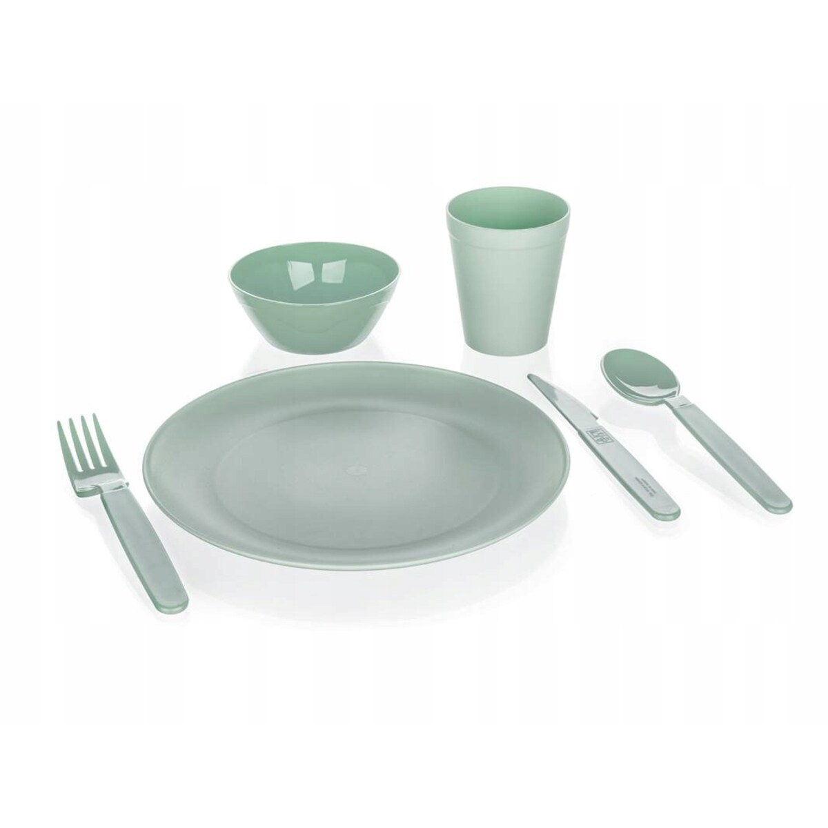 ZESTAW KEMPINGOWY PIKNIKOWY turystyczny dla 4 os. w pudełku talerz miska