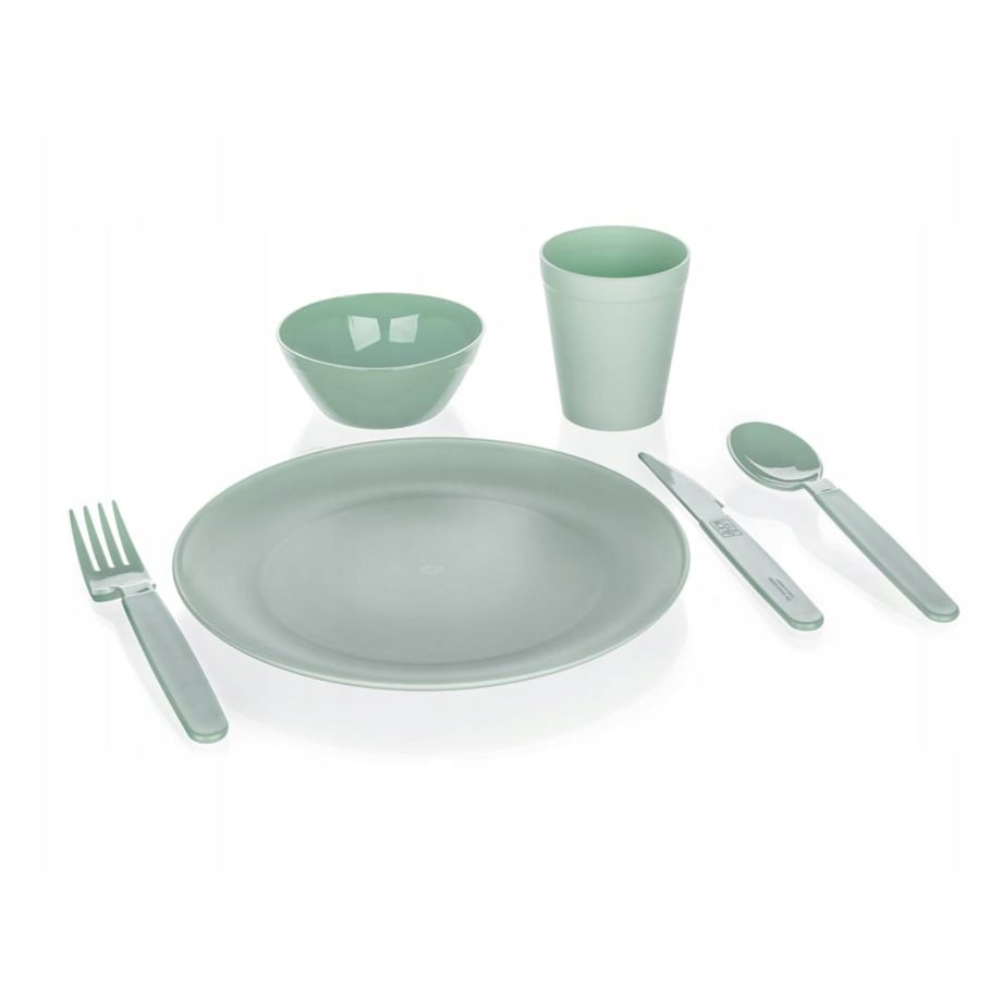 ZESTAW KEMPINGOWY PIKNIKOWY turystyczny dla 4 os. w pudełku talerz miska