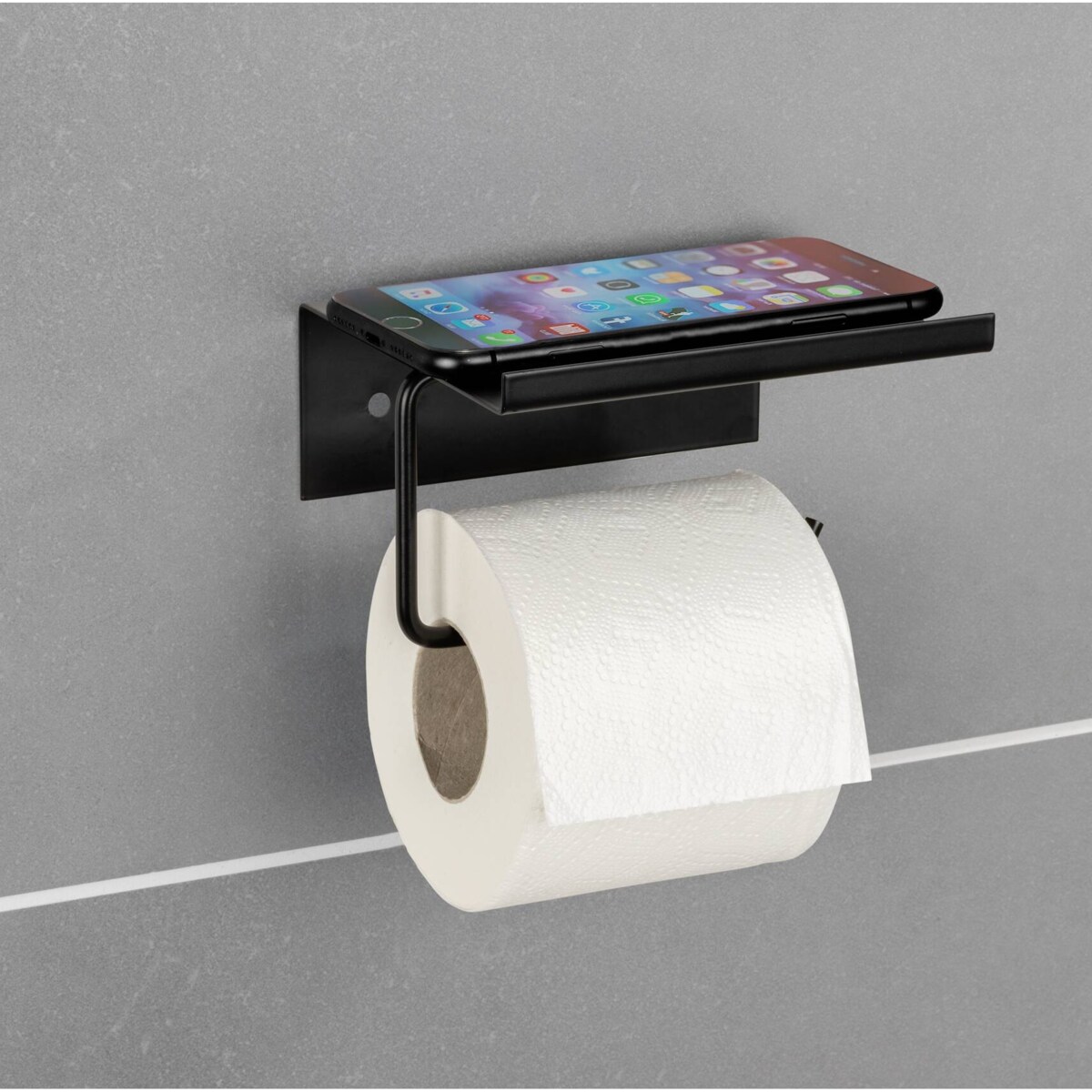 Metalowy uchwyt na papier z półeczką DESULO