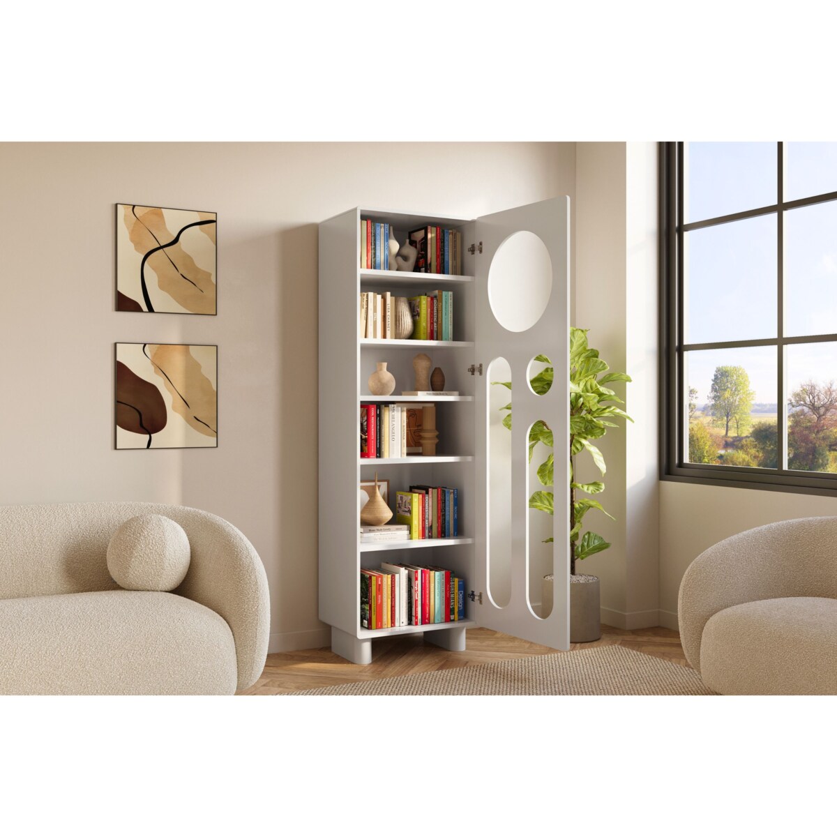 Nowoczesny regał z ażurowymi frontami Skandica OKO / szer. 60 cm