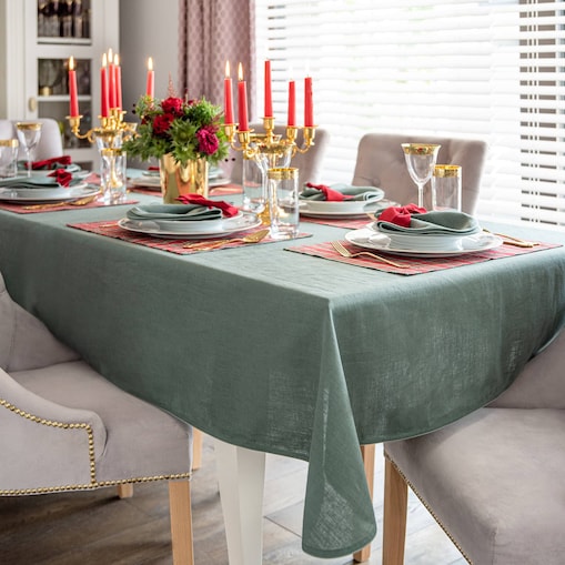 Obrus lniany Royal Green - 150 cm x 300 cm